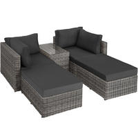 RATTANLOUNGE San Domino,mit Sicherheitsglasplatte,hellgrau/dunkelgrau - Dunkelgrau/Hellgrau, Kunststoff (72/63cm) - tectake