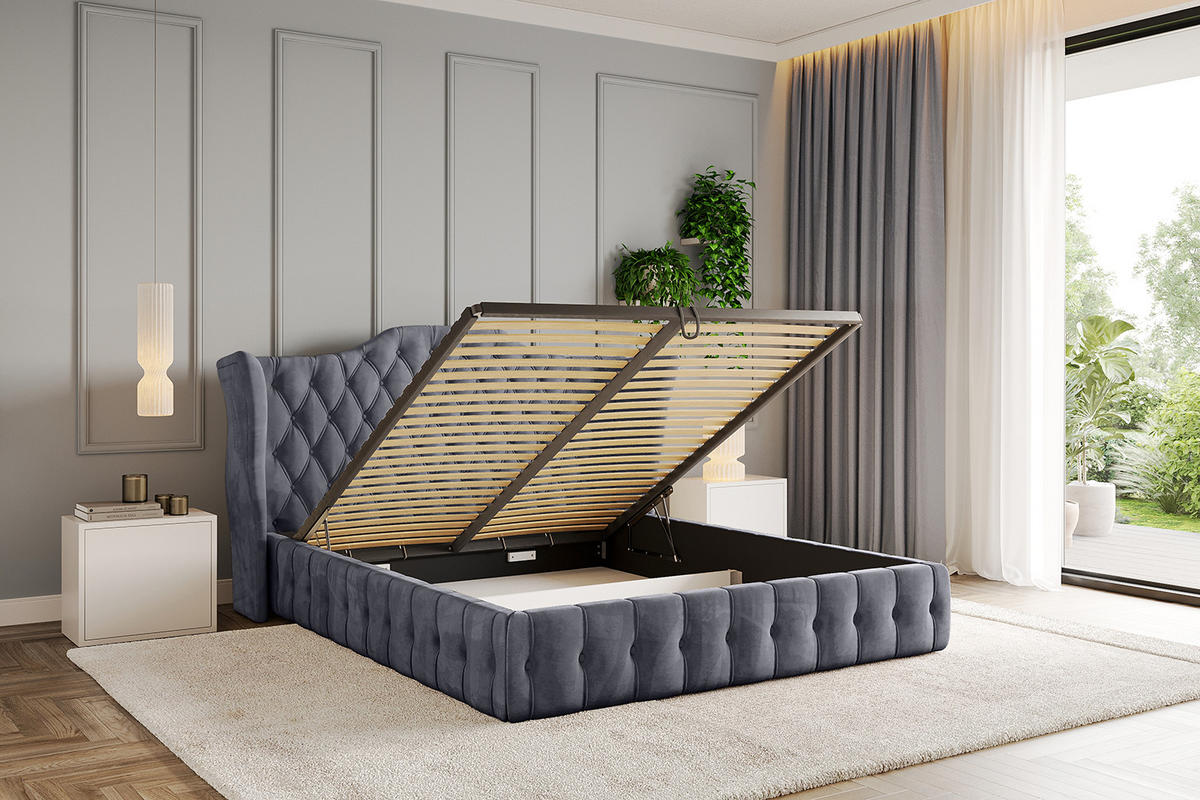 POLSTERBETT mit Bettkasten und Lattenrost, Bett mit Matratze H3/H4 - MODY 120x200 Dunkelgrau - Dunkelgrau, Holzwerkstoff/Textil (120/200cm) - ALTDECOR