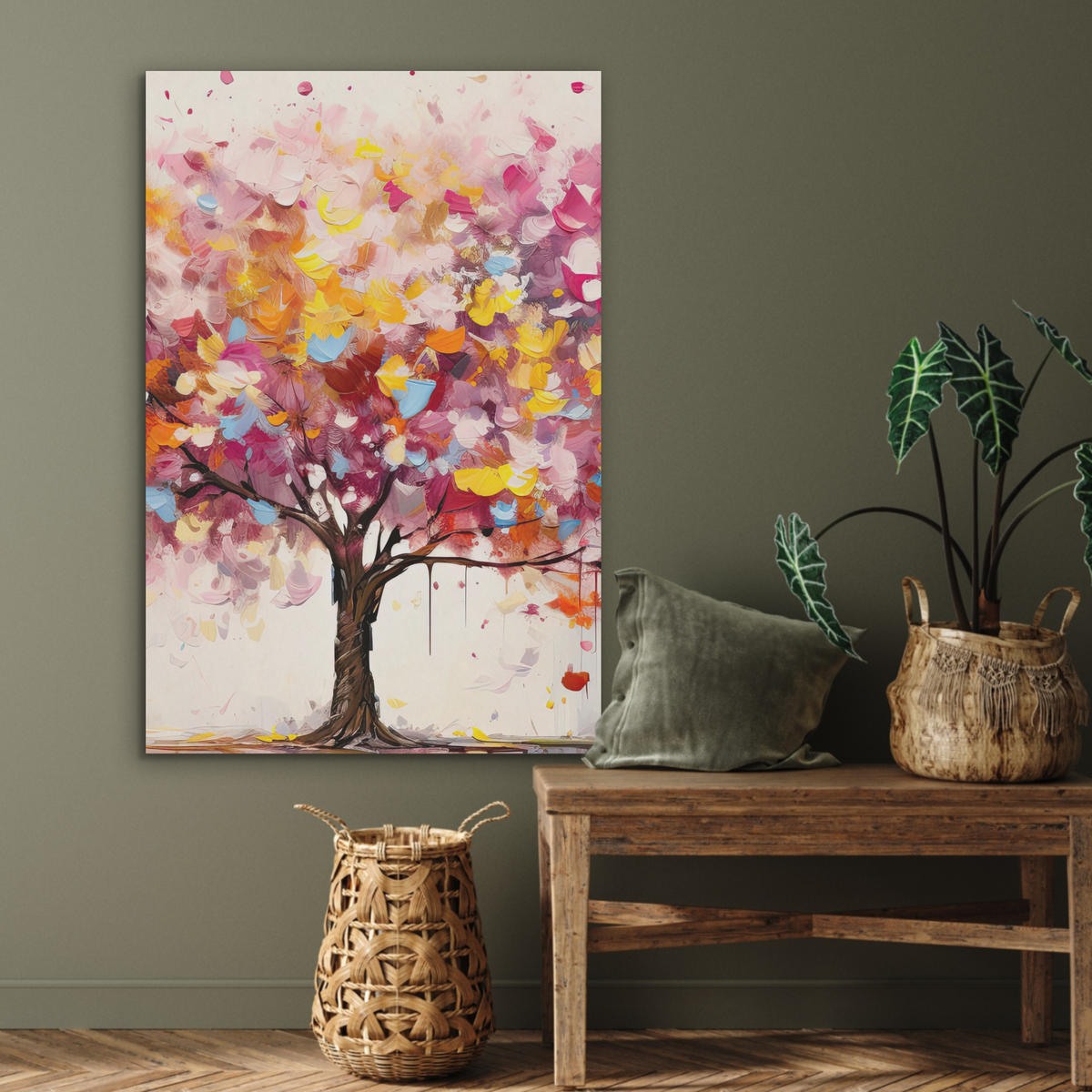 AKUSTIKBILD Aquarell - Baum - Kunst - Abstrakt Wanddeko 60x90 cm - Multicolor, Kunststoff (60/90/0.9cm) - MuchoWow