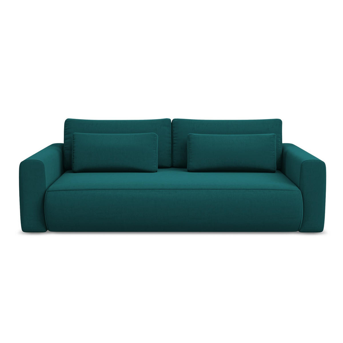 3-SITZER SOFA mit Schlaffunktion Samt Stoff Blau - Blau/Petrol, Kunststoff/Textil (238/82/105cm) - LaMiaSofa