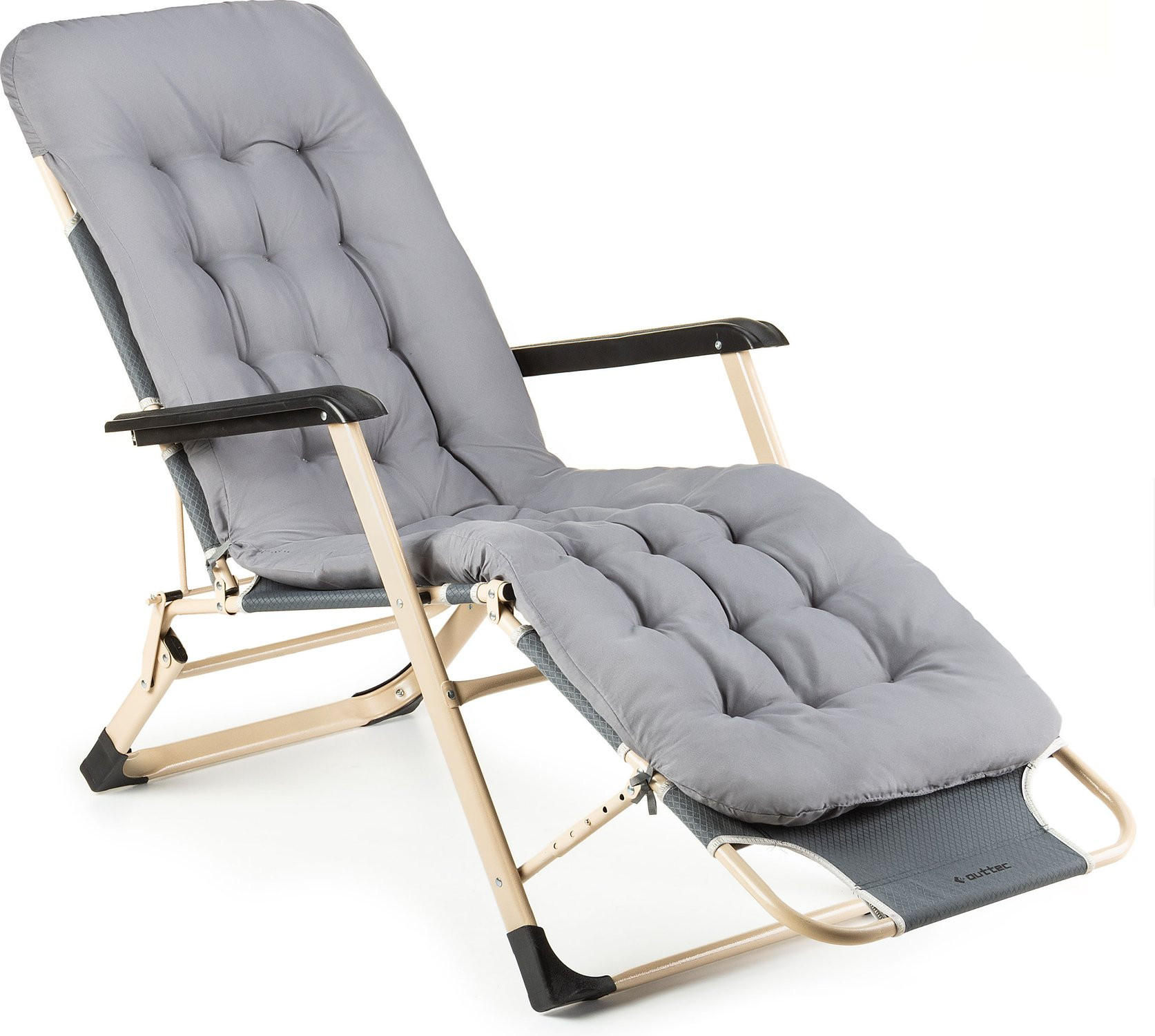 GARTEN-RELAXSESSEL mit Kissen, 180/52 cm, bis 120 kg - Grau, Metall (180/76/52cm) - Outtec