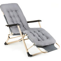 GARTEN-RELAXSESSEL mit Kissen, 180/52 cm, bis 120 kg - Grau, Metall (180/76/52cm) - Outtec
