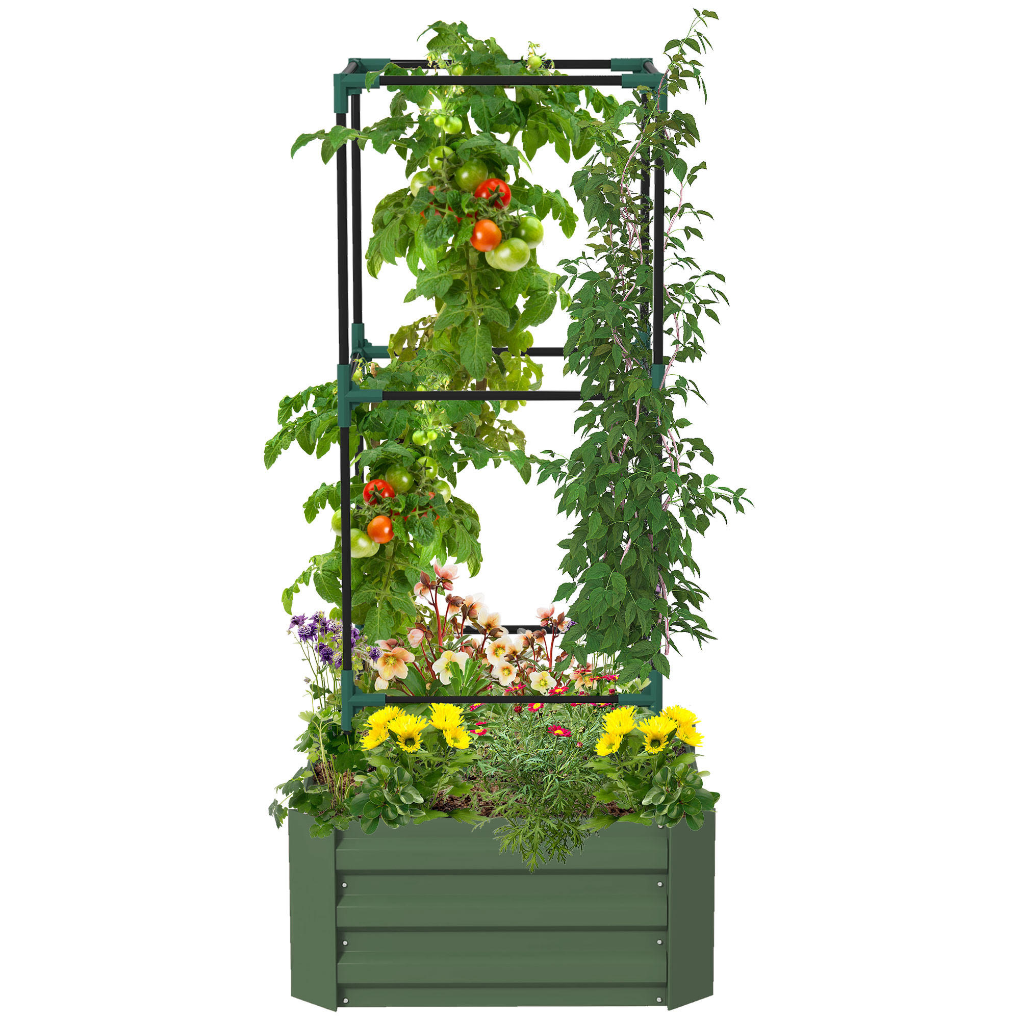 HOCHBEET, Grün - Grün, Metall (61/140/61cm) - Outsunny
