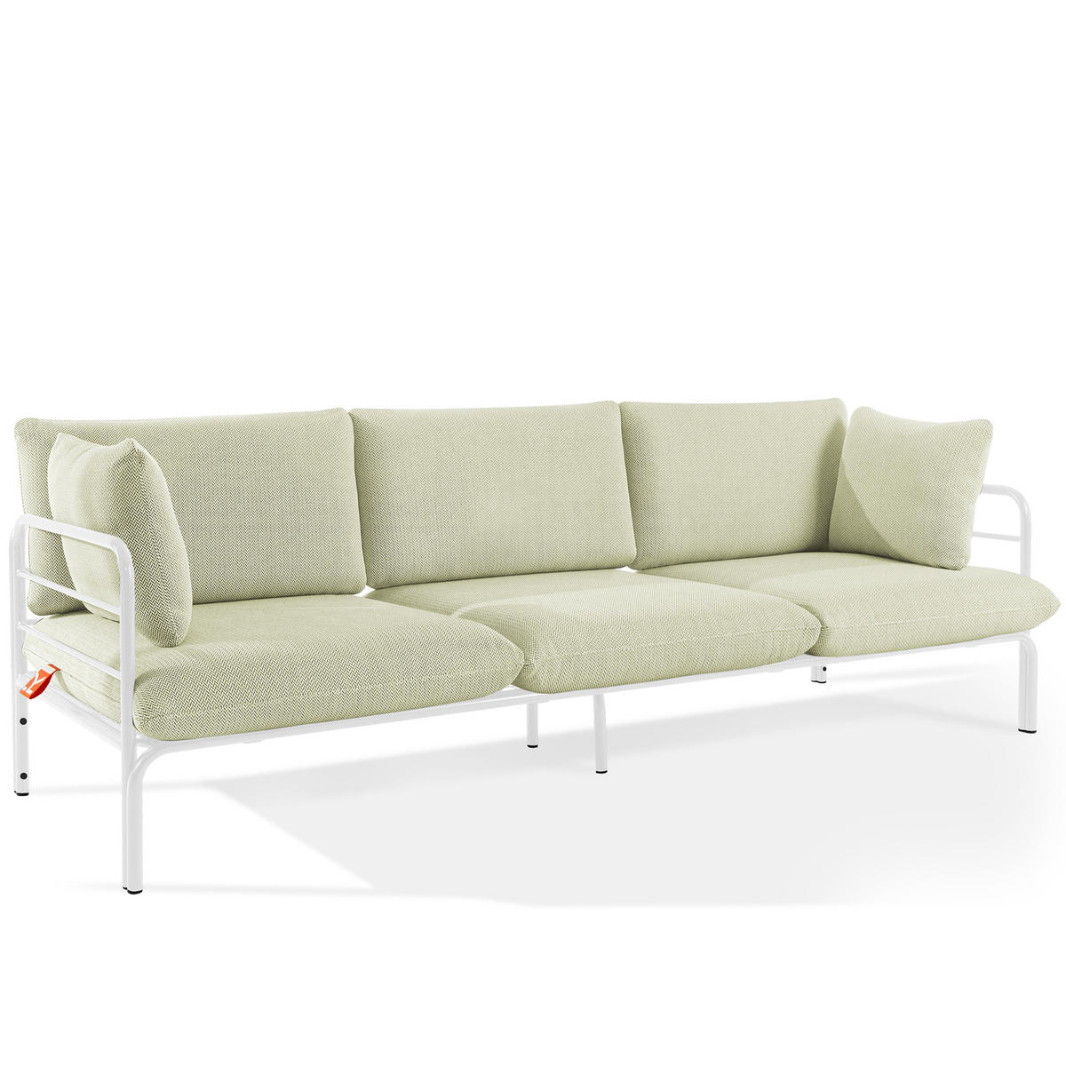 GARTENSOFA RAMBE 3-Personen mit Kissen, Weiß - Weiß/Hellgrün, Textil/Metall (225/80/80cm) - KONSIMO®