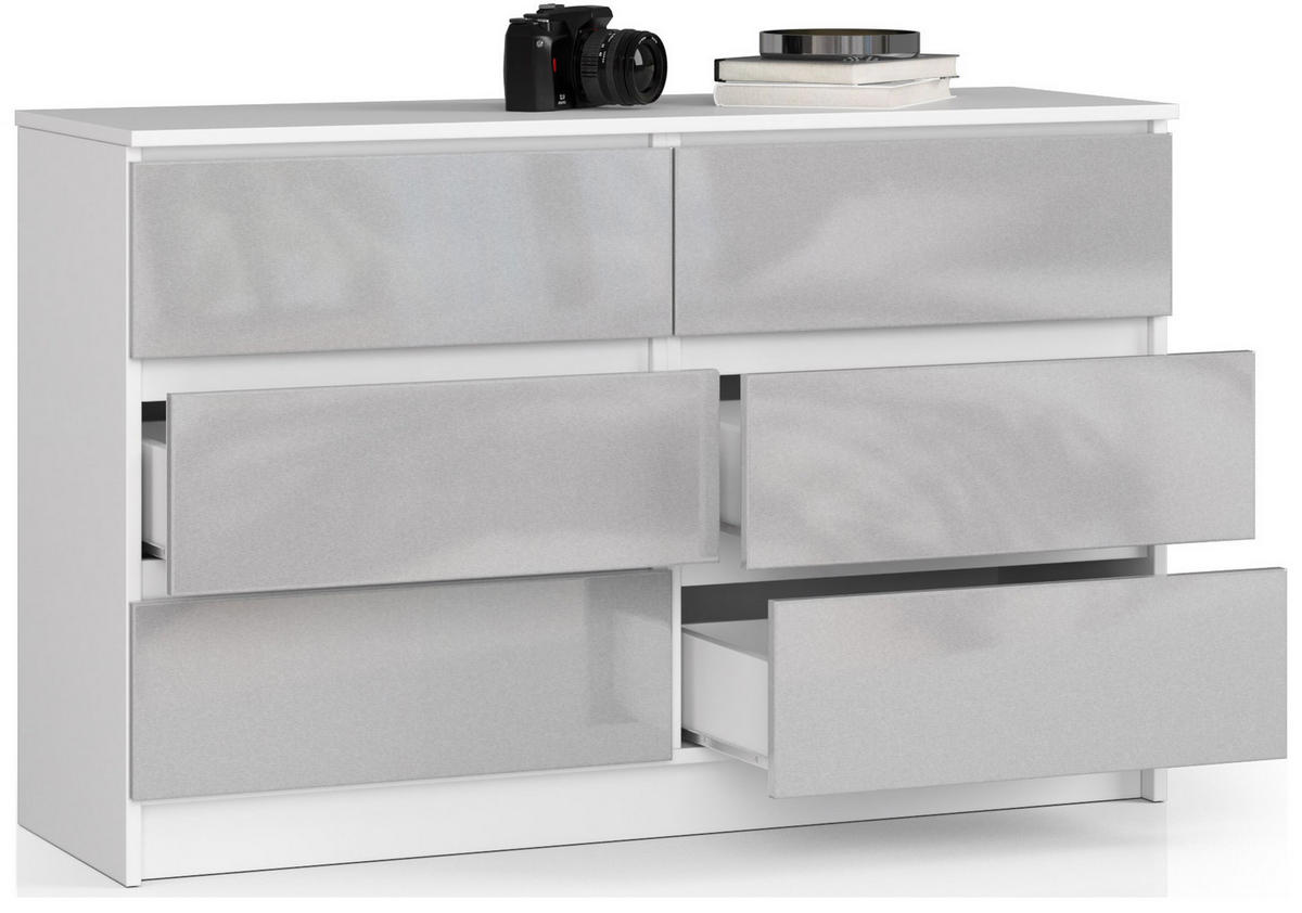 KOMMODE Weiß, Metallisch Glanz 77/120/40 - Weiß, Holzwerkstoff (120/77/40cm) - RAUMHIRSCH FURNITURE