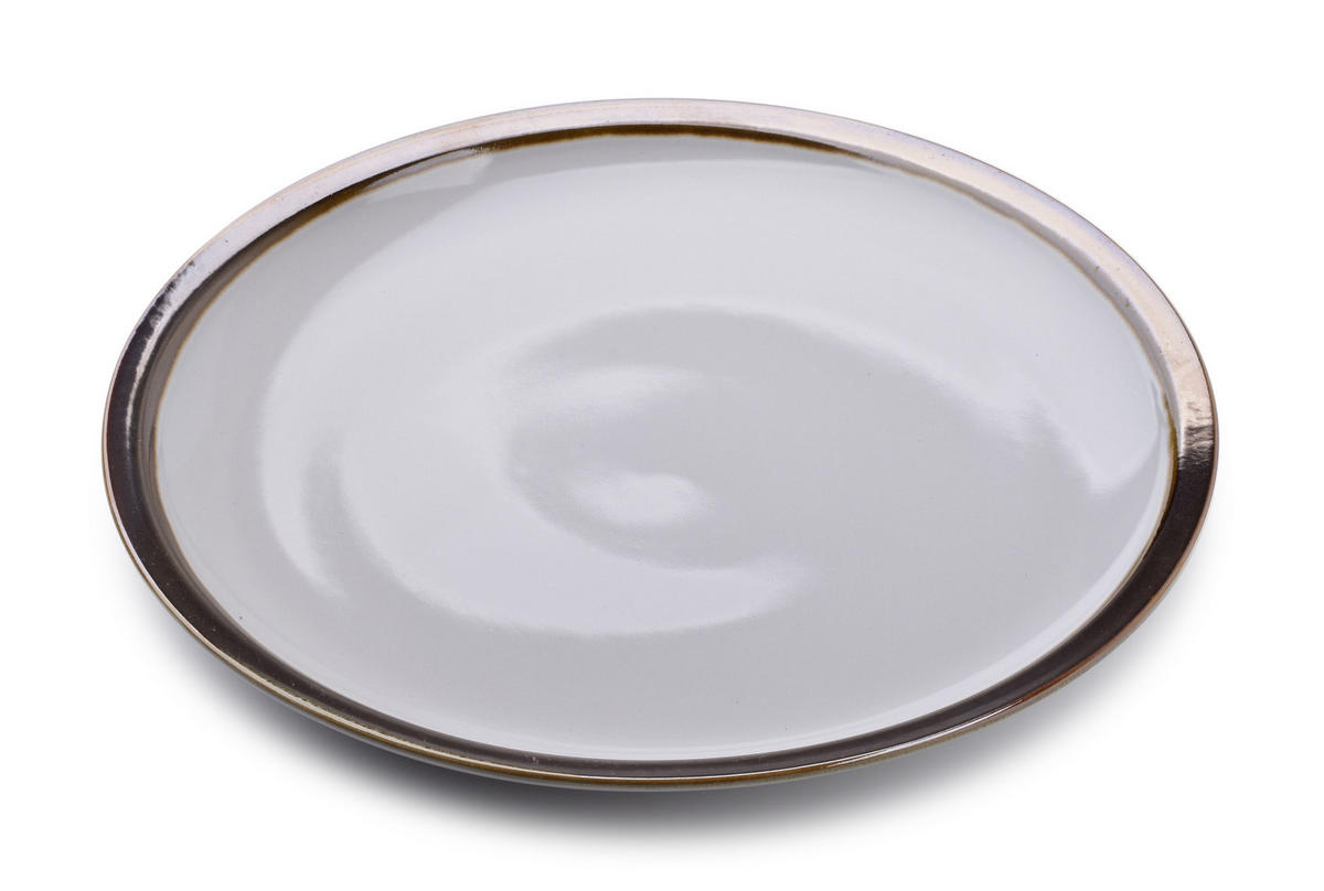 DINNERTELLER Cal Grau 24/24/2 cm Keramik - Grau, Keramik (24cm) - Mondex