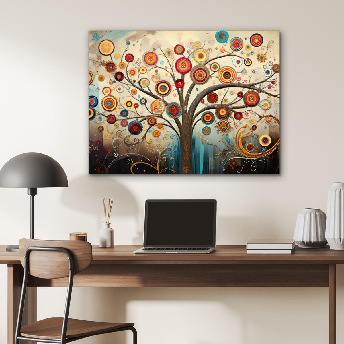 KOVOVÝ OBRAZ Strom - Strom života - Farba 80x60 cm - hnedá, kov (80/60cm) - MuchoWow
