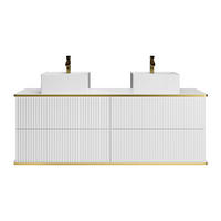 DOPPELWASCHTISCH - 150 cm x 47 cm - Holz, Platte - Weiß - KELIZA - Weiß, Holz (150/54/47cm) - Vente-Unique