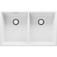 SPÜLBECKEN London Slim Twin, 2-er set Weiß 76/47 cm 2 Becken + Ablauf-Set ab 80er Unterschrank - Chromfarben/Weiß, Kunststoff (76/20/47cm) - Primagran