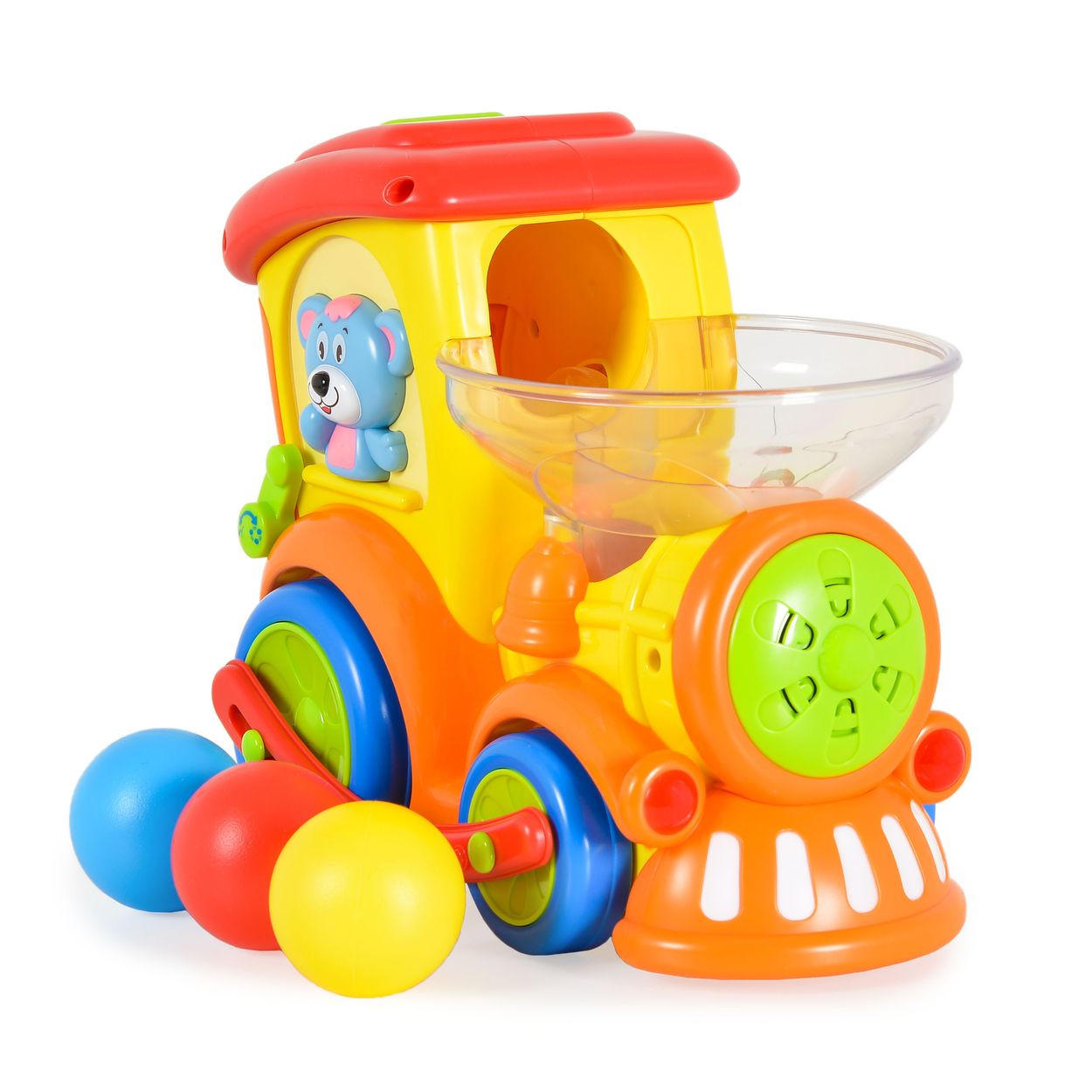 MOTORIKSPIELZEUG Kugelbahn Zug 958 gelb Musik, Lichtfunktion, Kugelbahn, 3 bunte Bälle, Zug, ab 18 Monate - Gelb, Kunststoff (11/20/23cm) - Moni