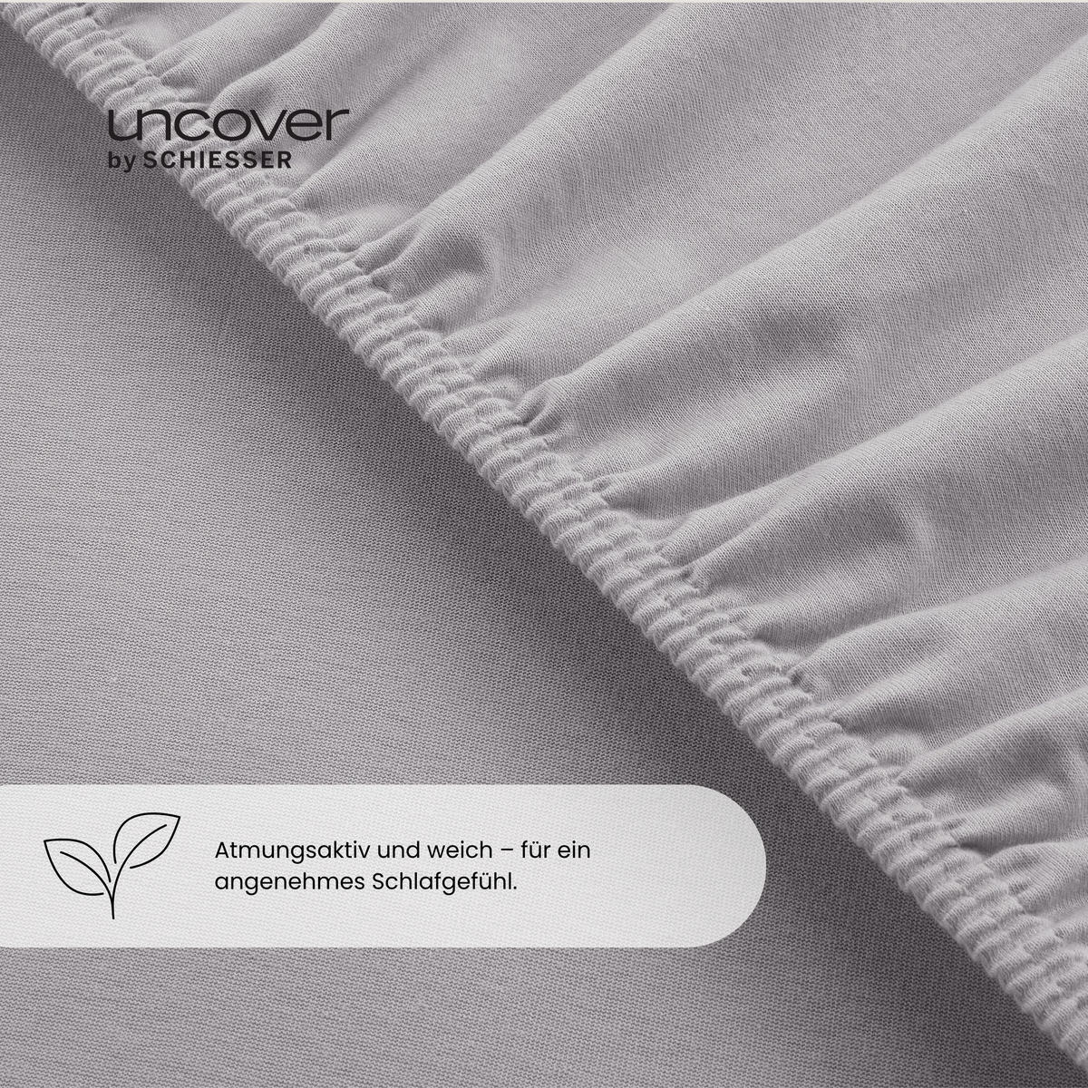 SPANNBETTLAKEN New Jersey - 100% Baumwolle - 100x200 cm - Hellgrau - Hellgrau, Textil (100/200cm) - Uncover by Schiesser
