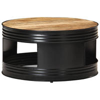 COUCHTISCH Schwarz 68x68x36 cm Raues Mango-Massivholz - Schwarz, Holz (68/68/36cm) - furnicato