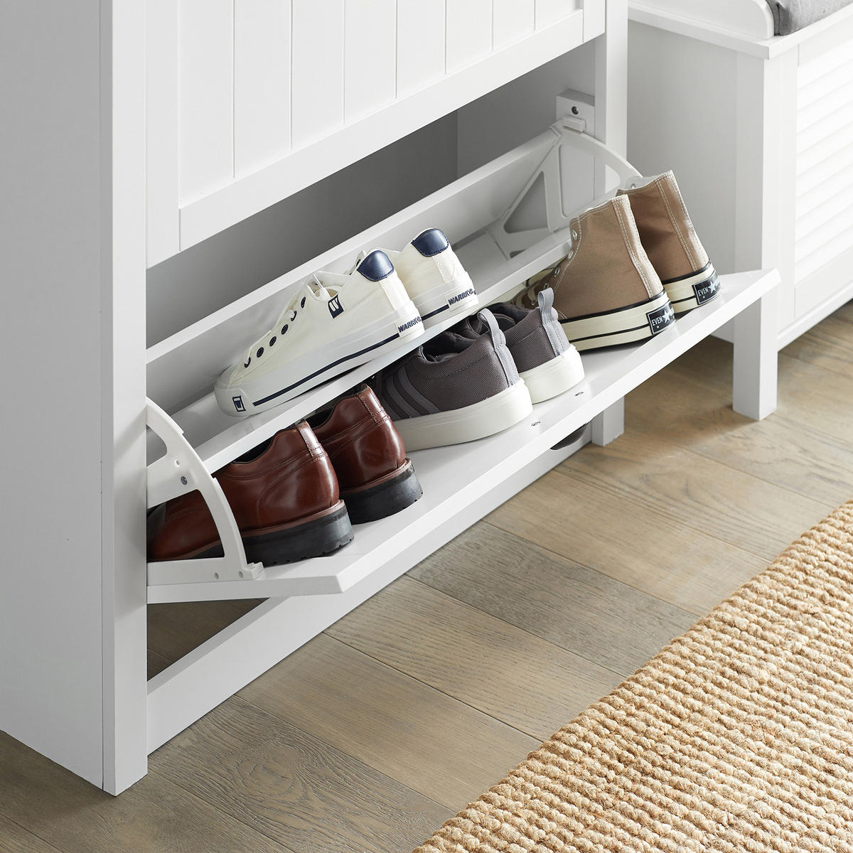SCHUHSCHRANK Weiß - Weiß, Holzwerkstoff (80/110/24cm) - SoBuy