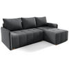 ECKSOFA GREND, L-Form mit Schlaffunktion und Bettkasten, Dunkelgrau, rechts, Veloursstoff - Dunkelgrau, Textil (210/140cm) - Sepro Meble