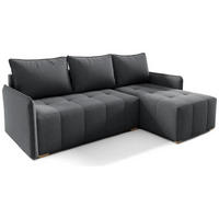 ECKSOFA GREND, L-Form mit Schlaffunktion und Bettkasten, Dunkelgrau, rechts, Veloursstoff - Dunkelgrau, Textil (210/140cm) - Sepro Meble
