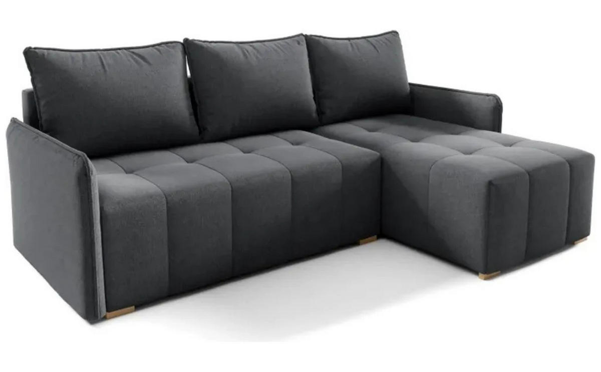 ECKSOFA GREND, L-Form mit Schlaffunktion und Bettkasten, Dunkelgrau, rechts, Veloursstoff - Dunkelgrau, Textil (210/140cm) - Sepro Meble