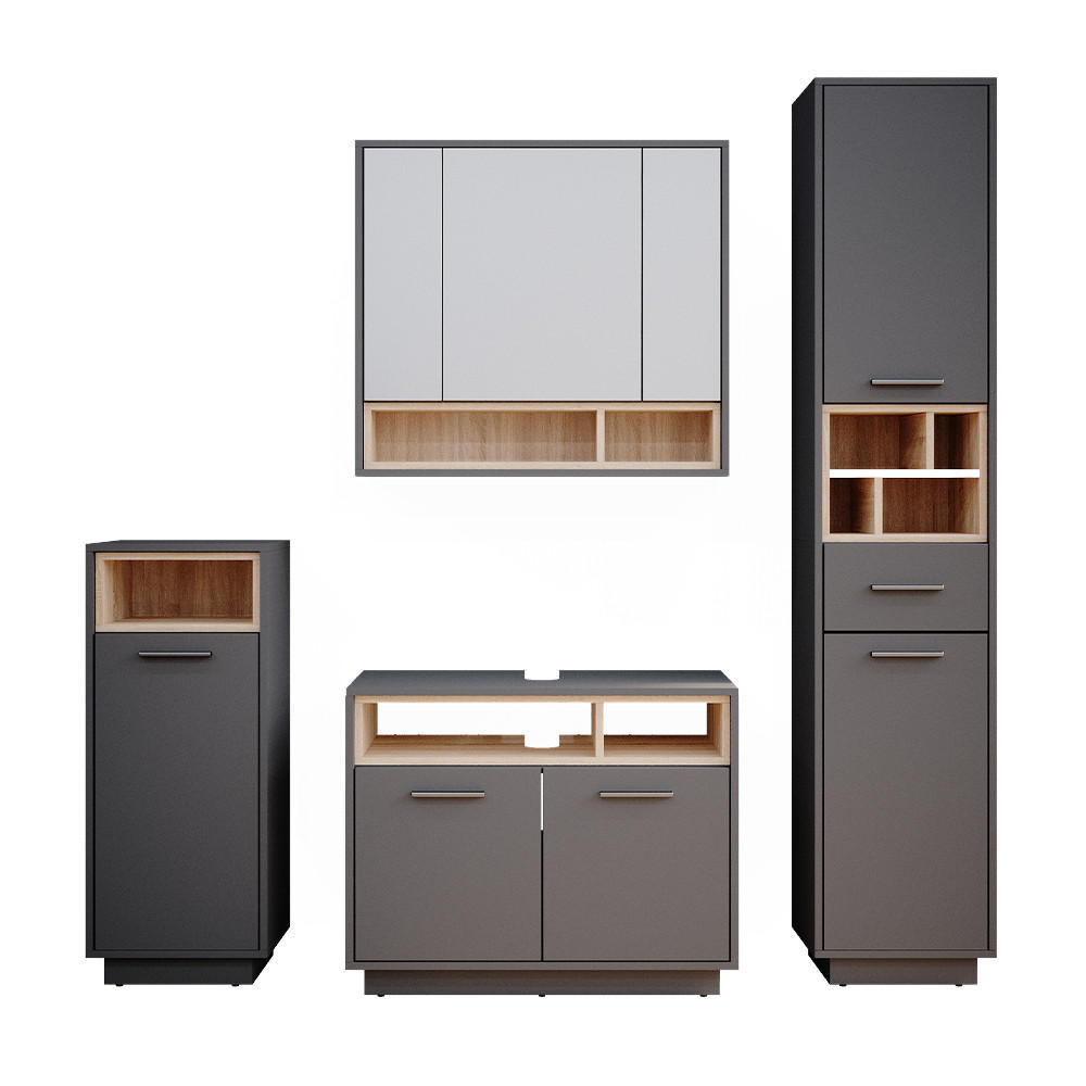 SET MOBILIER BAIE Beatrice, antracit, 4 piese