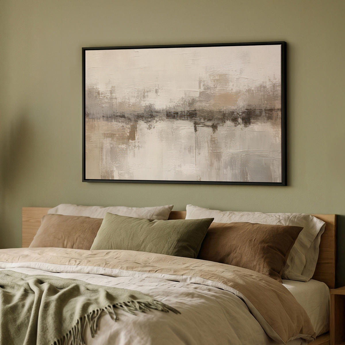 LEINWAND Bilder mit Rahmen - Moderne Kunst - Abstrakt - Beige - 90x60 - Beige, Textil (90/60cm) - MuchoWow