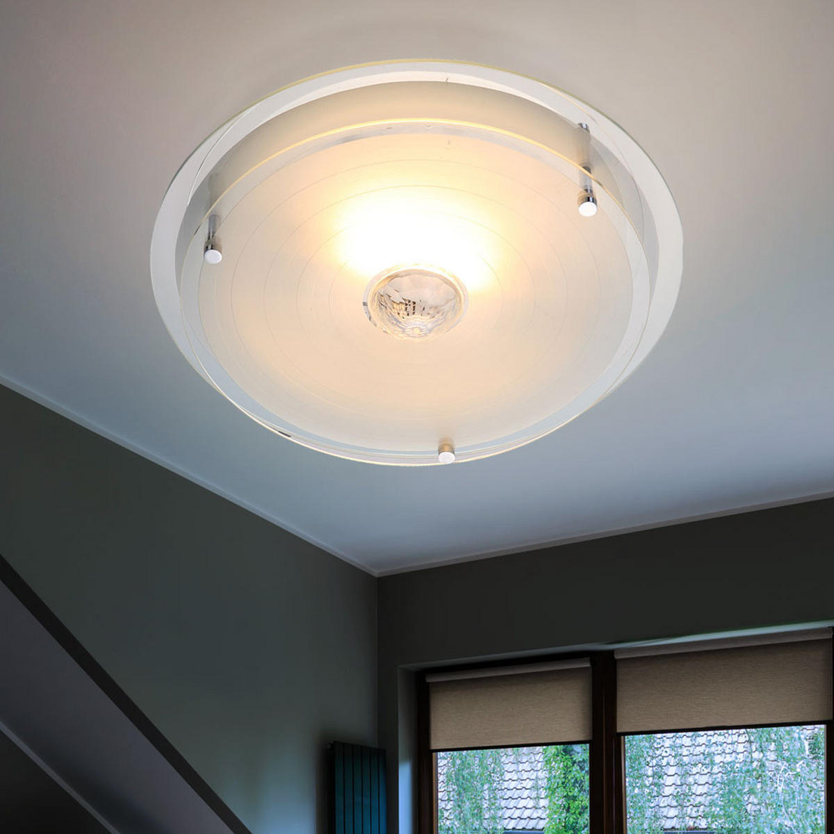 DECKENLEUCHTE Metall Chrom Kristalloptik Silber - Silberfarben, Glas (23.5/23.5/11cm) - Globo Lighting