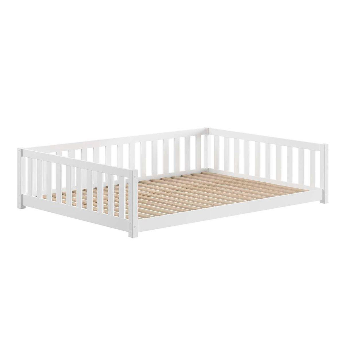 TAGESBETT Kapua 140x200 mit Rausfallschutz Kiefer Massivholz weiß - Weiß, Holz (140/200cm) - 58aufmkessel