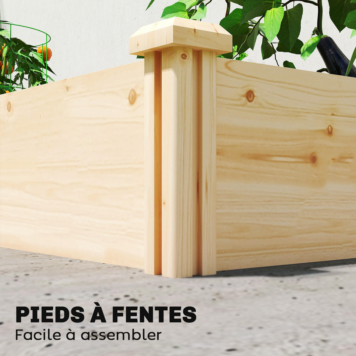 HOCHBEET DE-12249 mit Separator, 235/121/26 cm Natur - Naturfarben, Holz (235/26/121cm) - ComfortXL