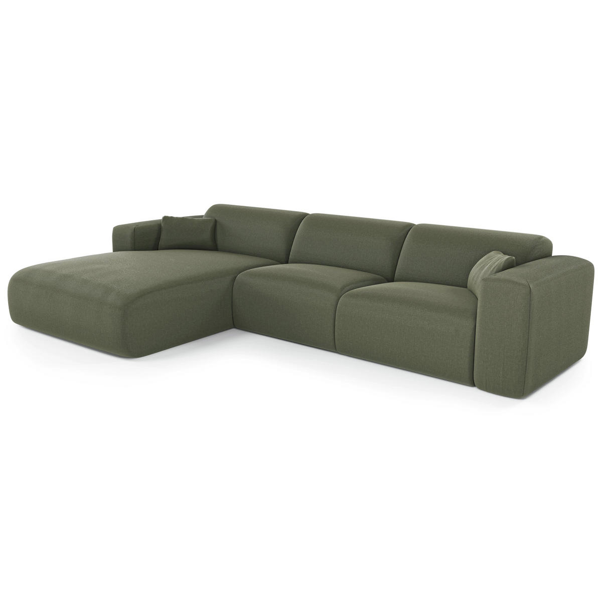 ECKSOFA LINKS SCHLAFSOFA Rastergewebe Olivgrün 280cm - Olivgrün/Grün, Textil (165/280cm) - Sia Home