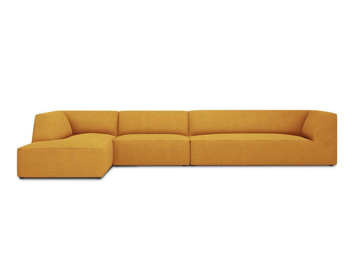 ECKSOFA links Ruby aus strukturiertem Stoff gelb 5 Sitzplätze - Gelb, Textil (180/366cm) - Micadoni