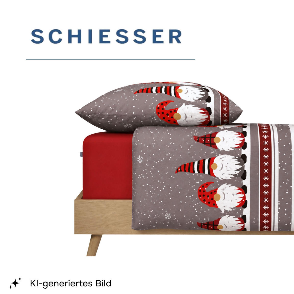 BETTWÄSCHESET Wichtel - Feinbiber - 2-teilig - 155x220 cm - Grau - Grau, Textil (155/220cm) - SCHIESSER