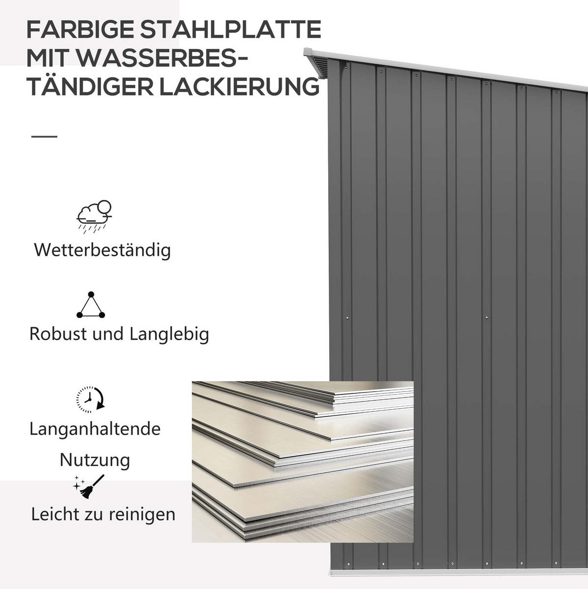 GARTENSCHRANK aus Stahl 100x103x160cm Grau mit abschließbarer Tür - Grau, Metall (100/160/103cm) - Modfu
