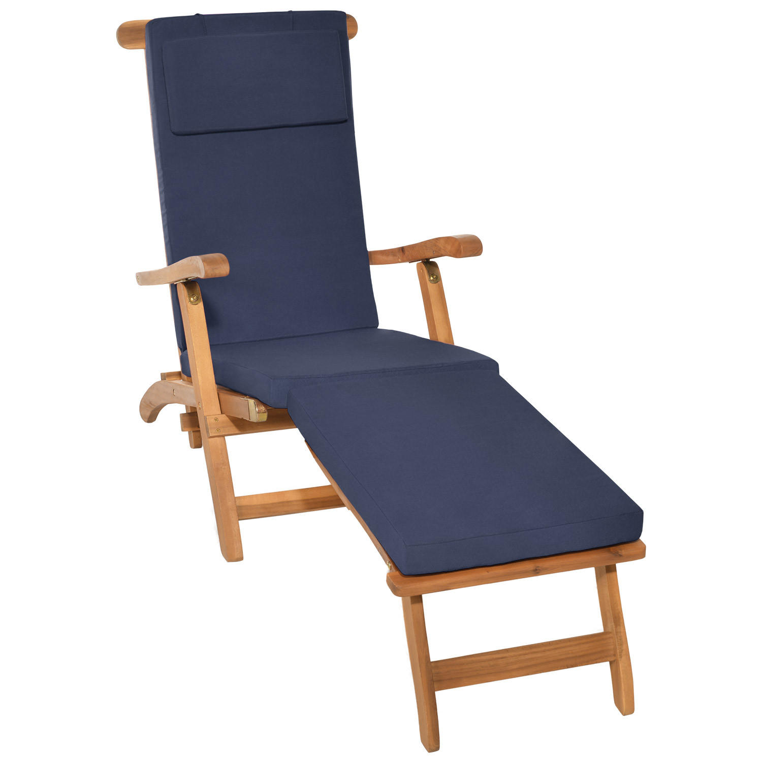 Beautissu Deckchairauflage Dunkelblau 45x5x175 cm