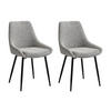 STUHL 2er-Set - Tweed-Stoff & schwarzes Metall - Cremefarben - MASURIE - Creme, Textil (56/85.5/49cm) - Vente-Unique