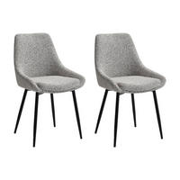 STUHL 2er-Set - Tweed-Stoff & schwarzes Metall - Cremefarben - MASURIE - Creme, Textil (56/85.5/49cm) - Vente-Unique