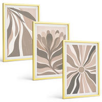 BILDER SET 3er Set - 40x60 cm Goldrahmen - Abstrakte Pflanzenmuster - Goldfarben, Kunststoff (40/60cm) - TULUP
