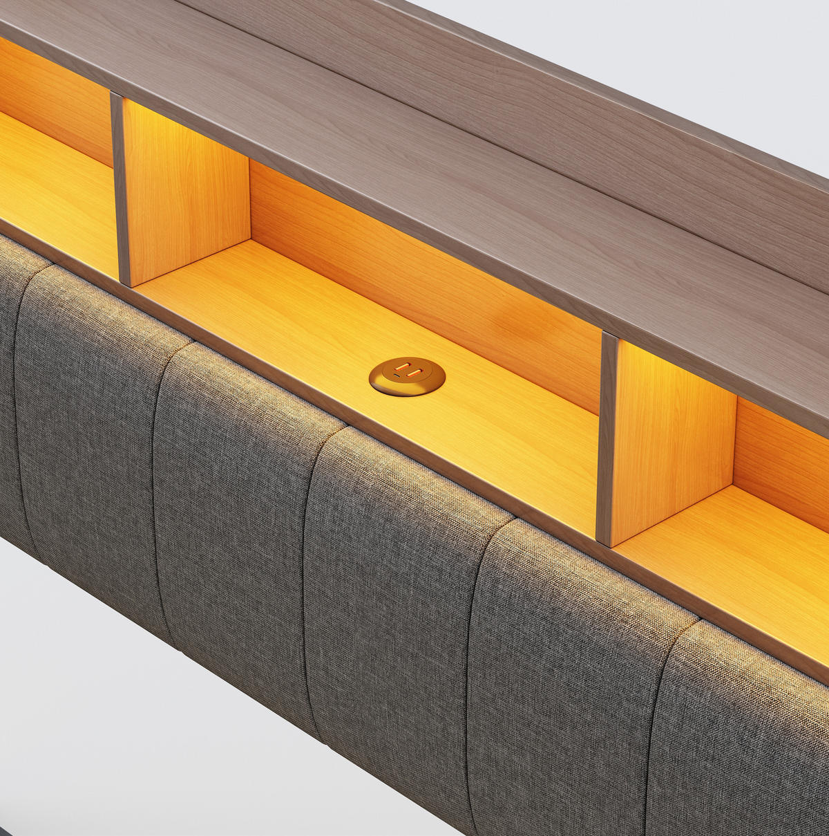 POLSTERBETT mit Stauraum, LED und USB 140x200 cm Grau - Grau, Metall (140/200cm) - Meubliv