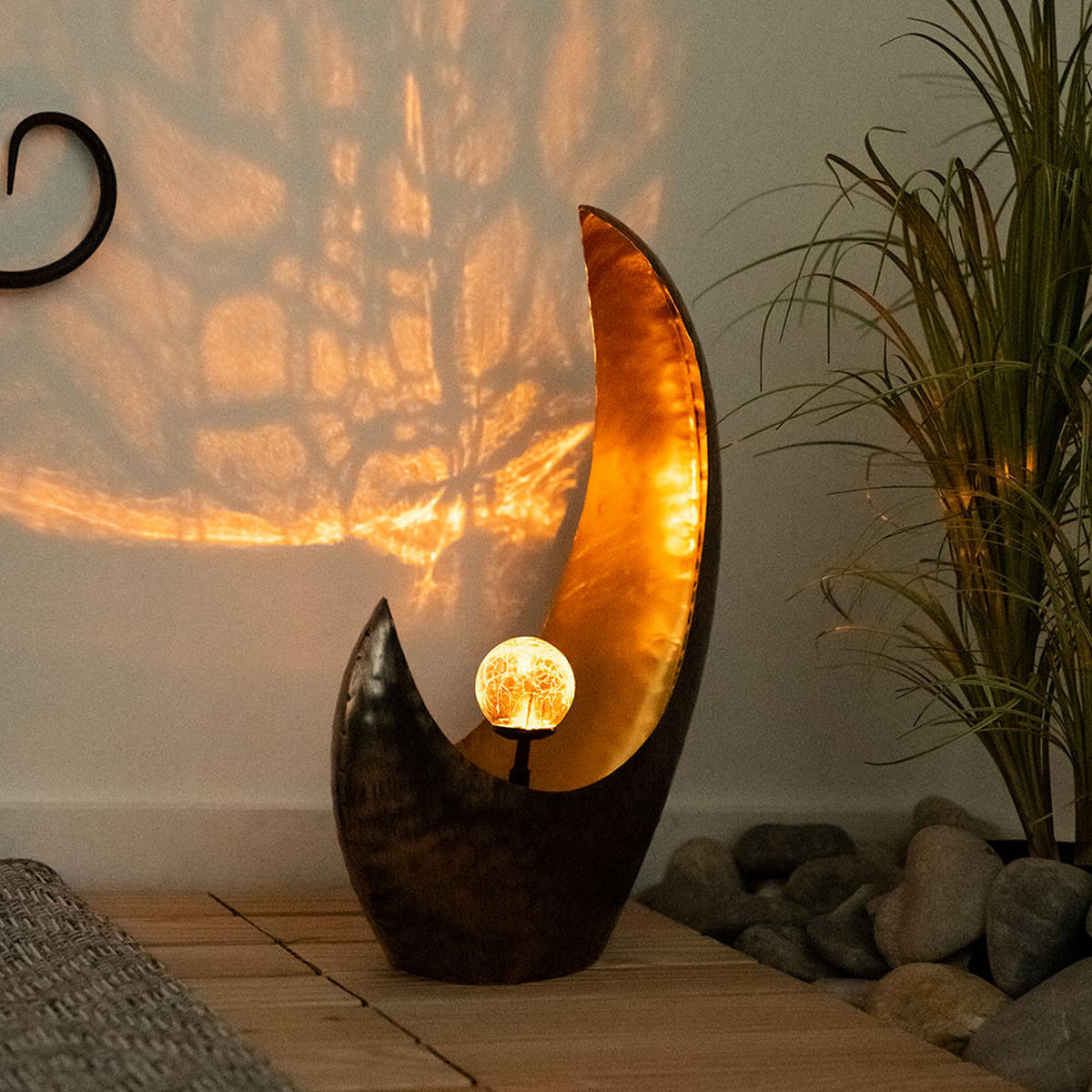 LED AUSSENLEUCHTE Messingfarben Feuereffekt 2er Set - Messingfarben, Glas (37.5/13.5/45cm) - Globo Lighting