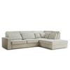 ECKSOFA Kirou Creme Chenille-Stoff - Rechts Seite - Creme/Schwarz, Holz/Holzwerkstoff (311/225cm) - Maison de Reve