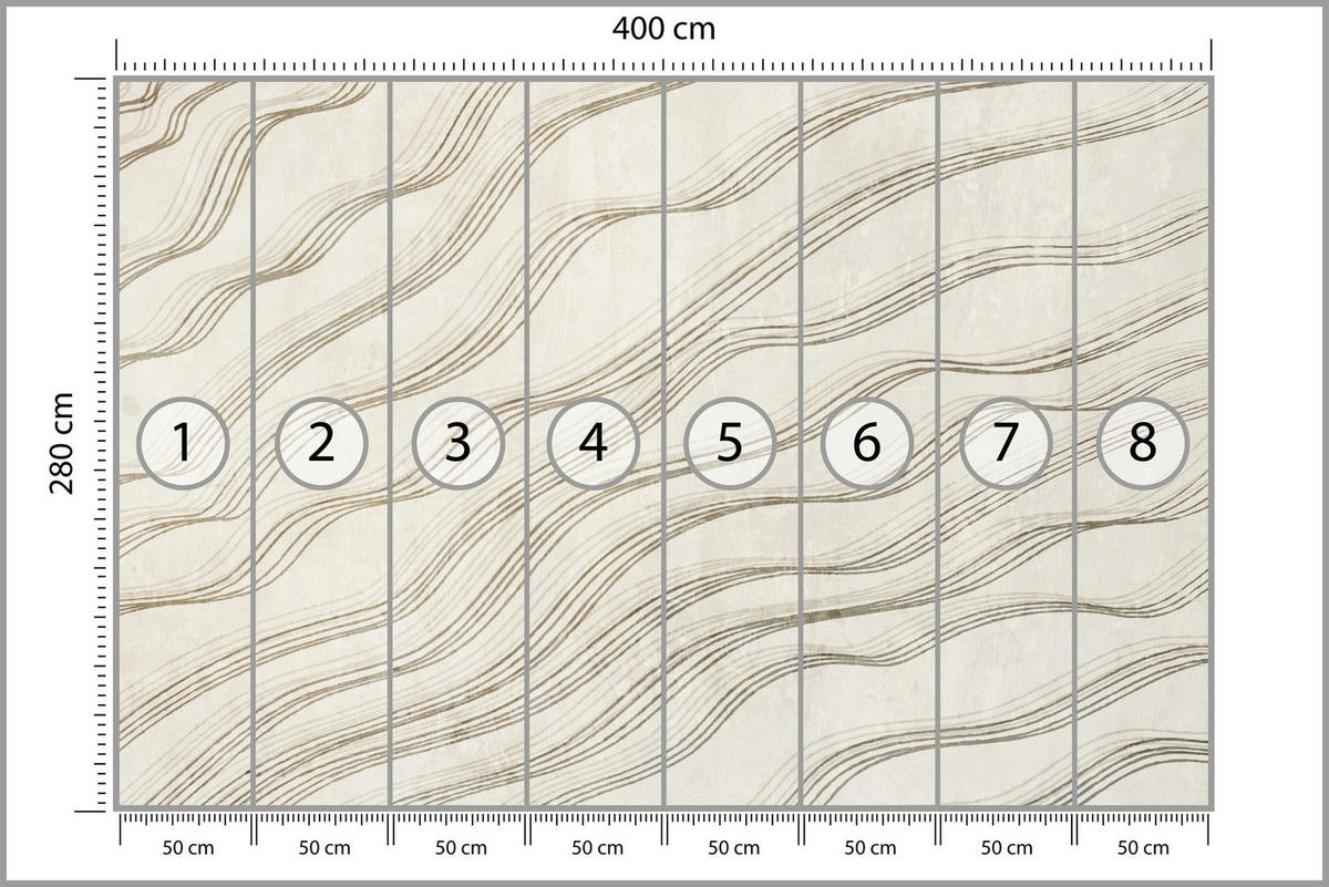 FOTOTAPETE für Wohnzimmer Beige Wellen Abstraktion 400x280 - Beige, Papier (400/280cm) - Muralo