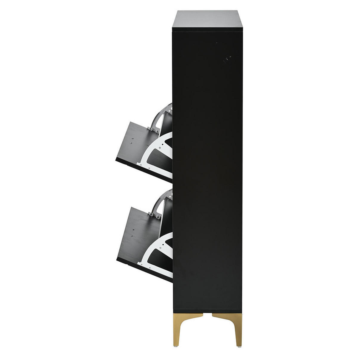 SCHUHSCHRANK in 80 x 25 x 117 cm mit 4 unteren Klapptüren, MDF+Metall - Schwarz, Holzwerkstoff (25/117/80cm) - KOMHTOM