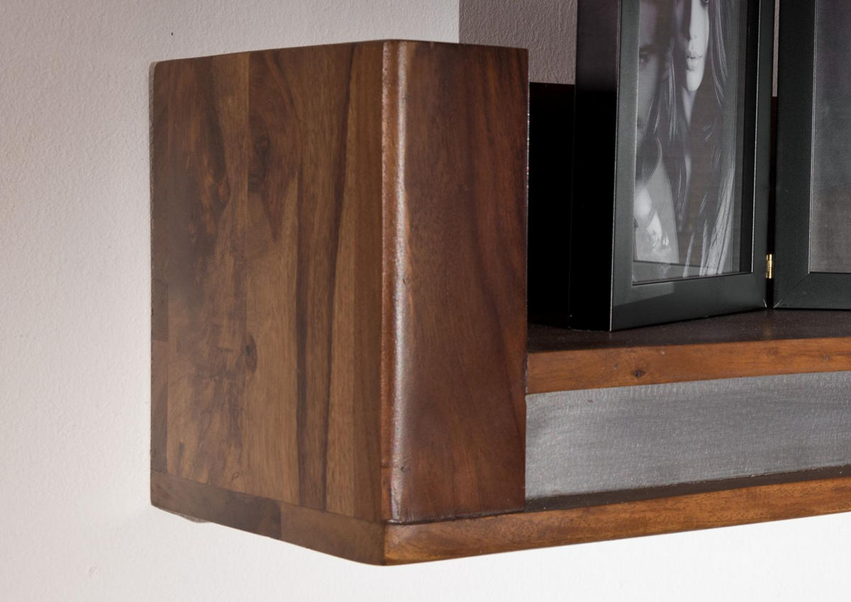 WANDBOARD Sheesham 150x22x20 noble unique lackiert SYDNEY #109 - Braun, Holz (150/20/22cm) - Massivmoebel24