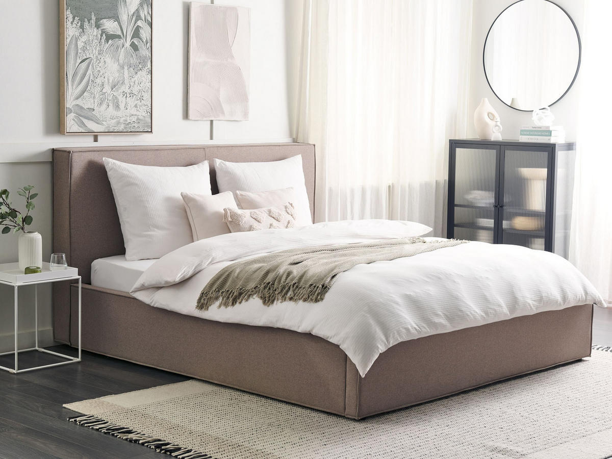 KÁRPITOZOTT ÁGY 180/200cm Tópszín Moissac - taupe, textil (180/200cm) - Beliani