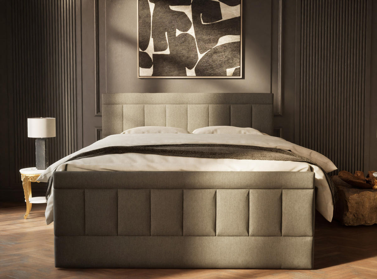 BOXSPRINGBETT Caya 160/200 cm, in Graphit, Bettkasten, Matratze, Topper - Schwarz/Graphitfarben, Holz/Holzwerkstoff (160/200cm) - Maison de Reve