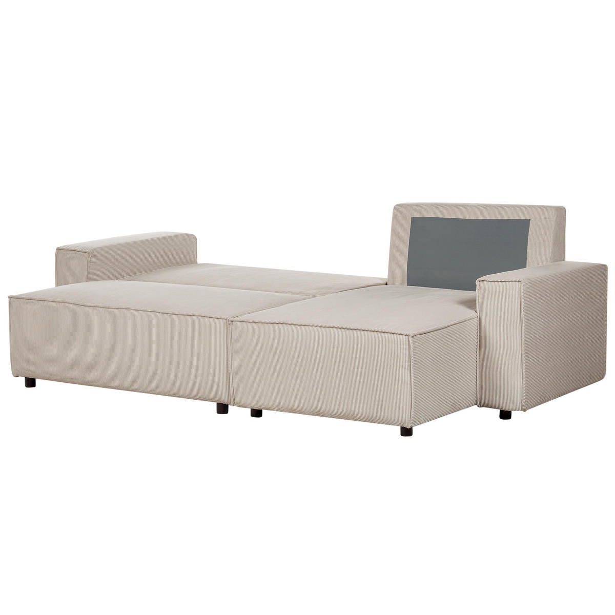 2-SITZER-ECKSOFA Cord beige rechtsseitig mit Schlaffunktion Abacka - Beige/Schwarz, Textil (247/147cm) - Beliani