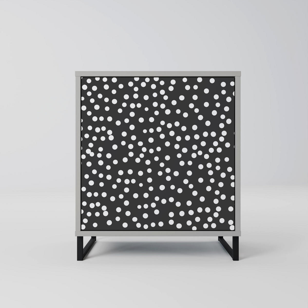 SIDEBOARD BLINDING LIGHTS, Grau, 57,5x42x67,5 cm, Schwarze Metall-Rahmenfüße - Multicolor/Schwarz, Holzwerkstoff/Metall (57.5/67.5/42cm) - SpaceRebels