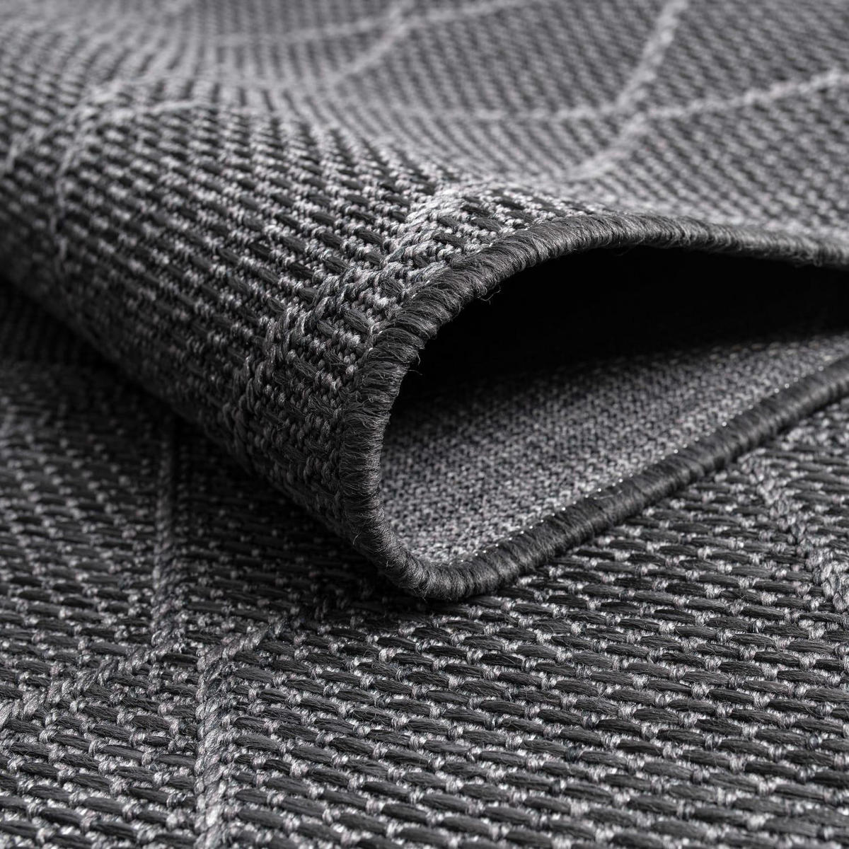 OUTDOOR-TEPPICH VERMONT 191 ANTHRAZIT 80X250 - Anthrazit, Kunststoff (80/250cm) - Paco Home