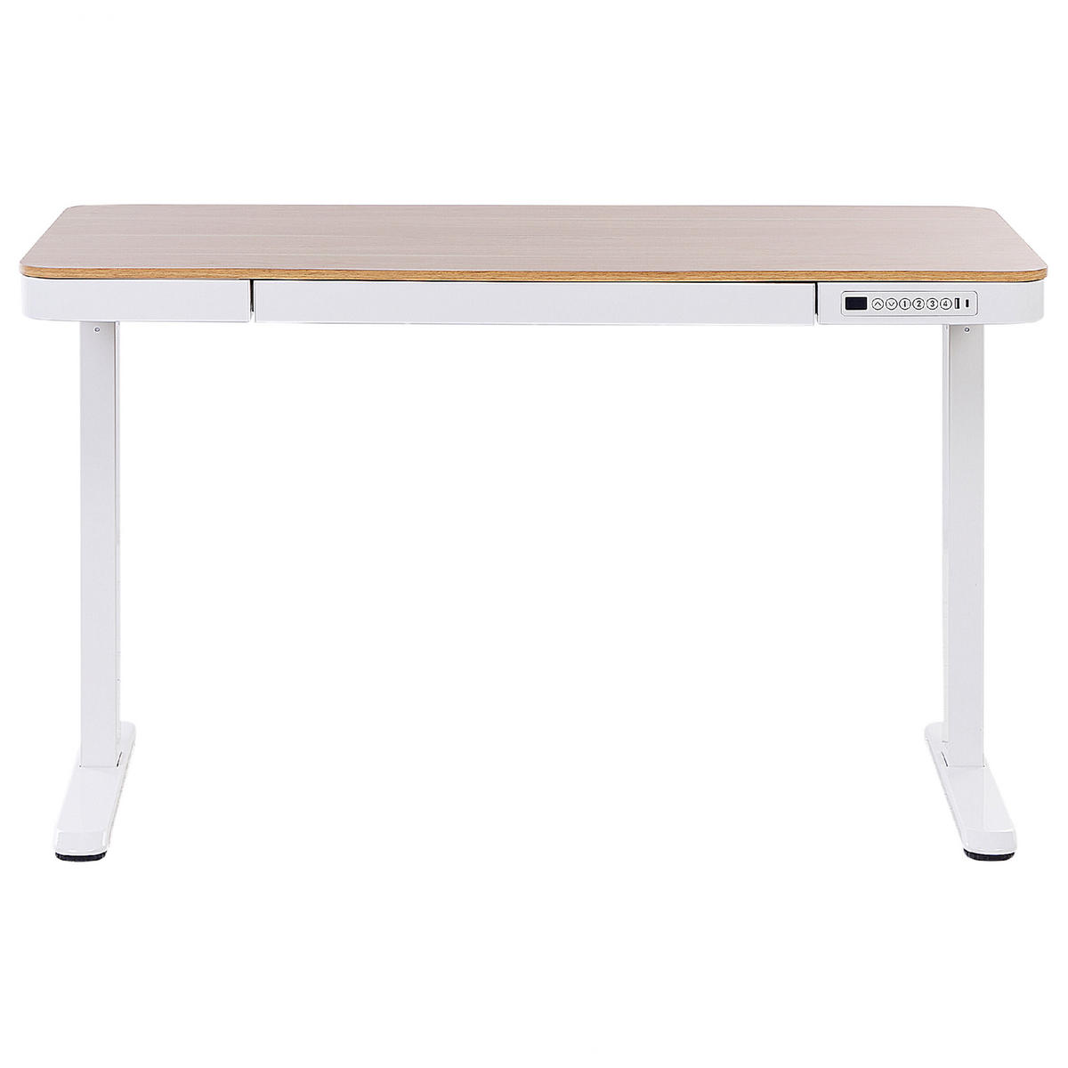 SCHREIBTISCH 120x60 cm elektrisch Weiß/Heller Holzfarbton Kenly - Hellbraun/Weiß, Holzwerkstoff (60/120/72cm) - Beliani