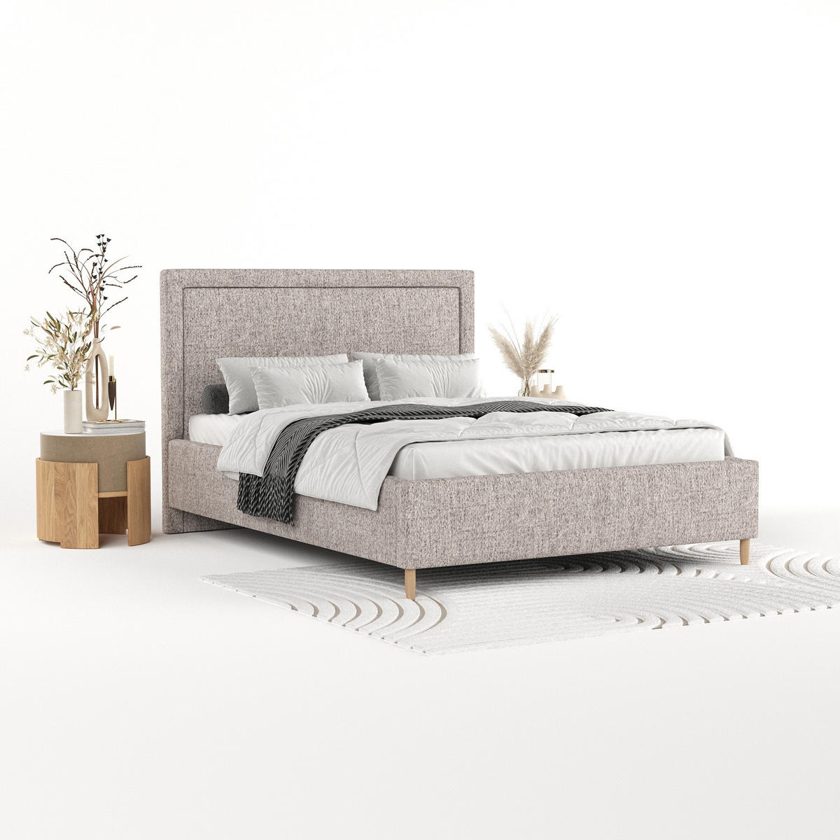 POLSTERBETT Vega 160/200 cm Beige im Neve Stoff - Beige/Naturfarben, Holz/Holzwerkstoff (160/200cm) - AltaBeds