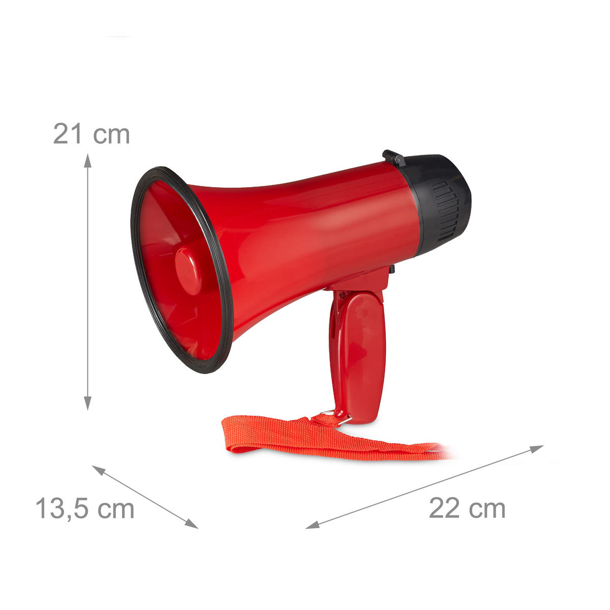 MEGAFON Rot LED 200 m - Rot, Kunststoff (13.5/21/22cm) - Relaxdays
