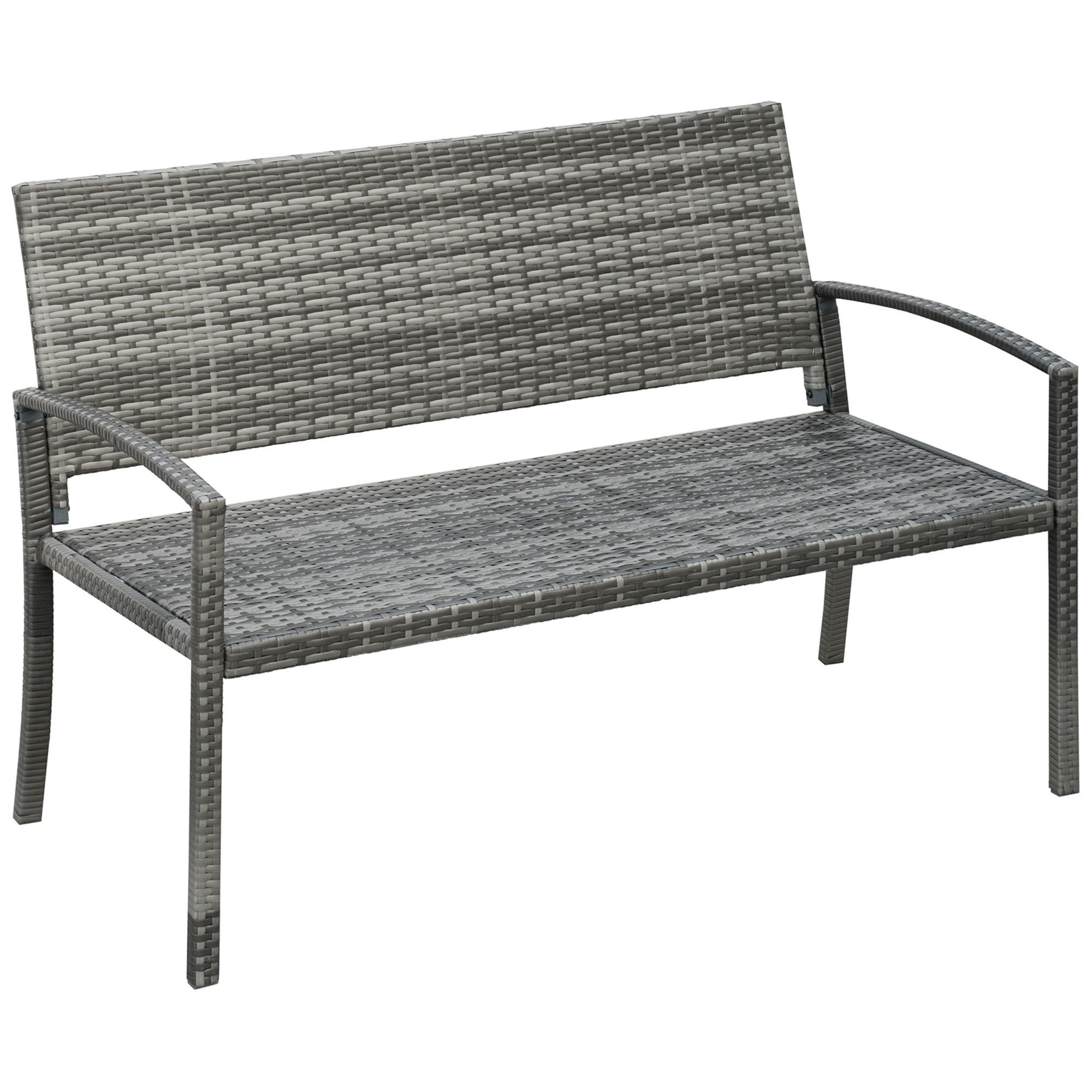 GARTENBANK mit Stahlrahmen für 2 Personen, bis 240 kg Belastbar, Grau, 122 x 60 x 85cm - Grau, Kunststoff (60/85/122cm) - Outsunny