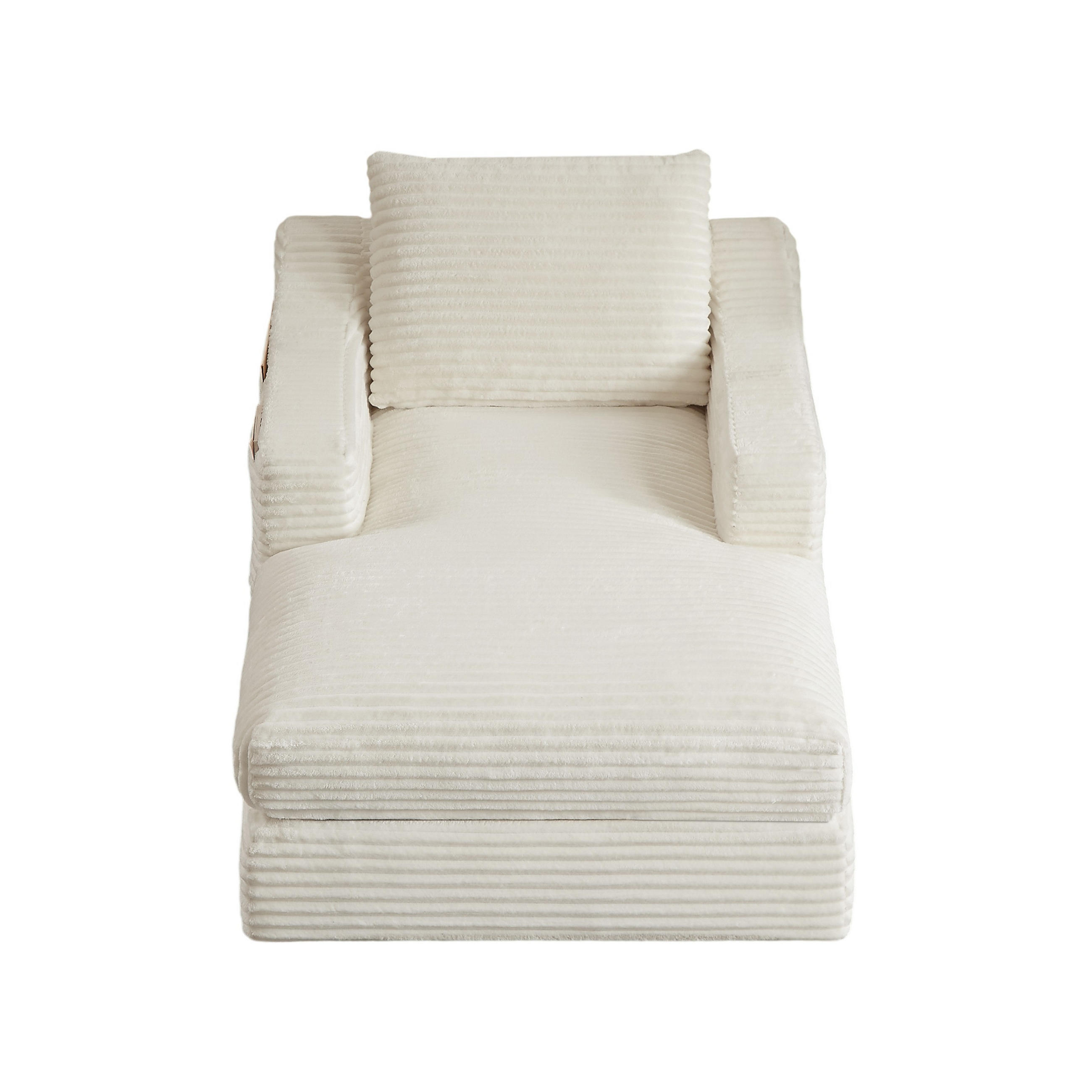 SESSEL aus Cord mit Ausziehfunktion Weiß - Weiß, Textil (162/68/100cm) - Meubliv
