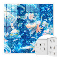 SCHLÜSSELBOX Weiß 30x30 cm – Türöffnung nach rechts - Bunte Wirbel - Blau, Metall (30/30/5cm) - TULUP